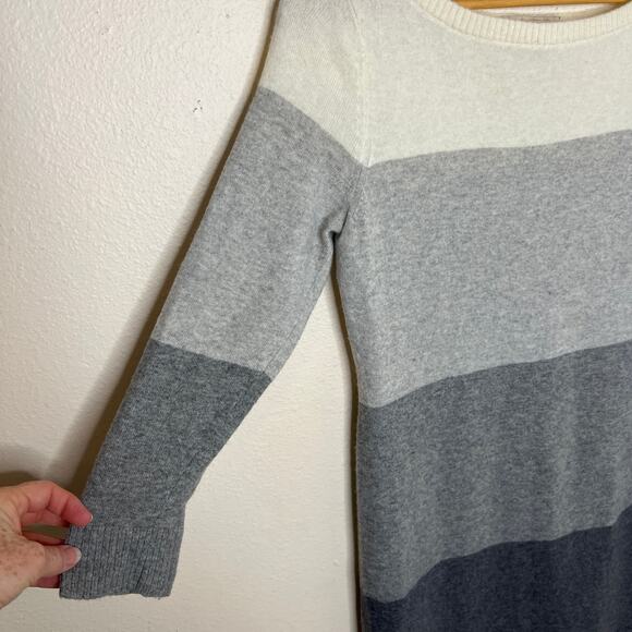 Banana Republic Wool Cashmere Blend Gray Beige Colorblock Dress Small - Picture 3 of 10